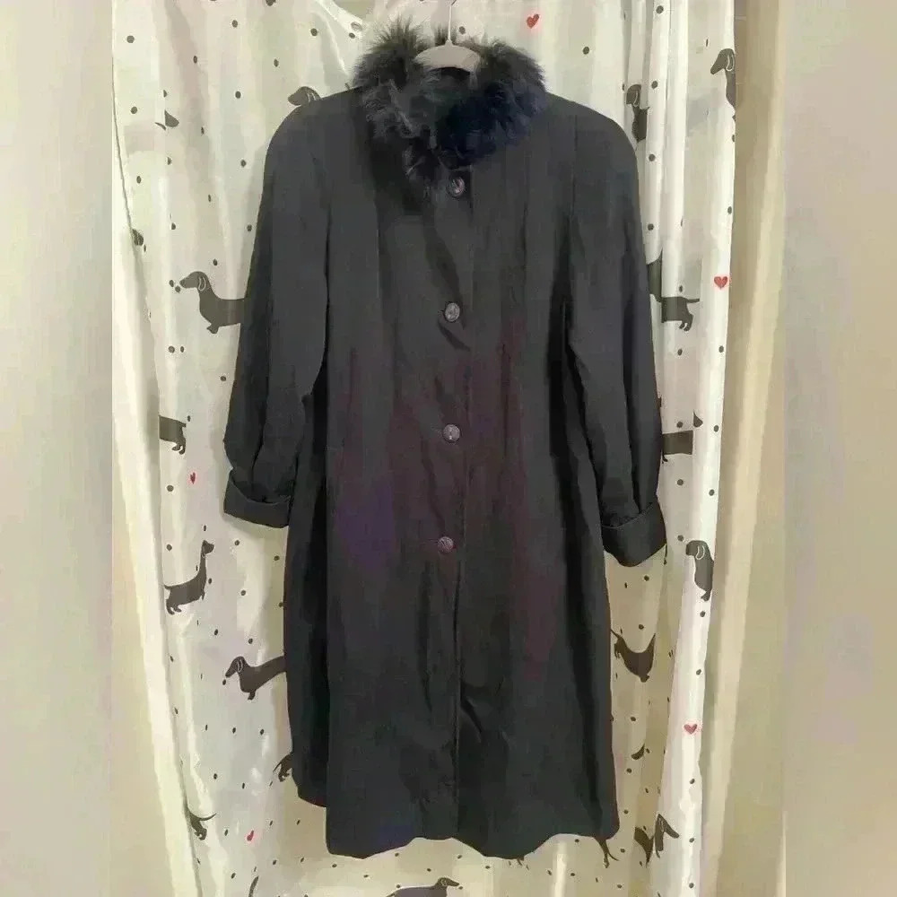 Pure virgin wool with faux fur vintage coat